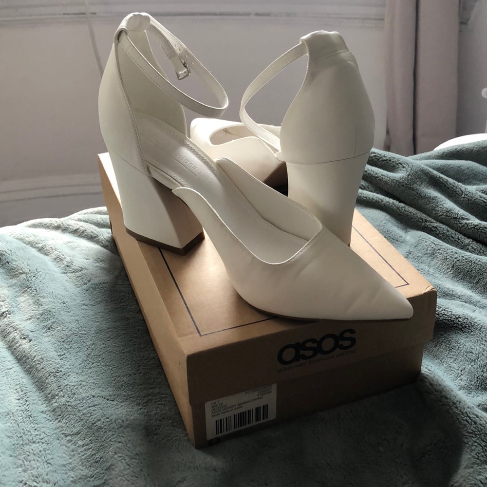 ASOS Pointed White Block Heels